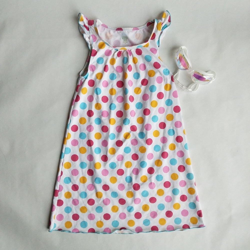 Garnett Hill kid polkadot swim beach coverup dress